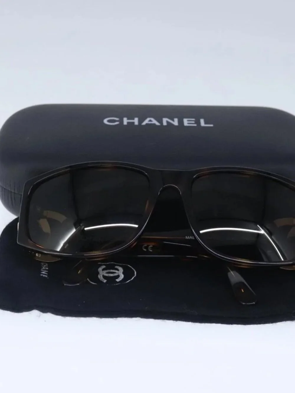 CHANEL Sunglasses plastic Brown CC Auth ki5159V